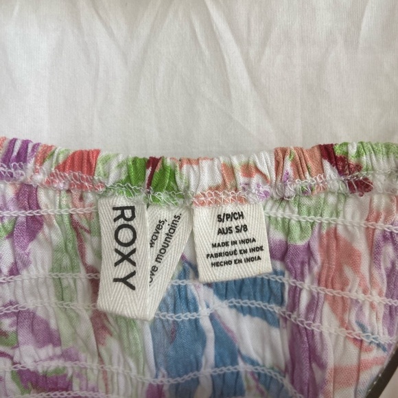 Roxy floral pualani sleeveless crop top smocked size Small - Picture 7 of 15